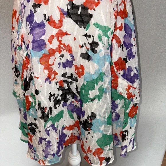 Tanya Taylor Rhett Mini Dress Silk Blend Floral Ruffles Size 4 - Picture 4 of 5